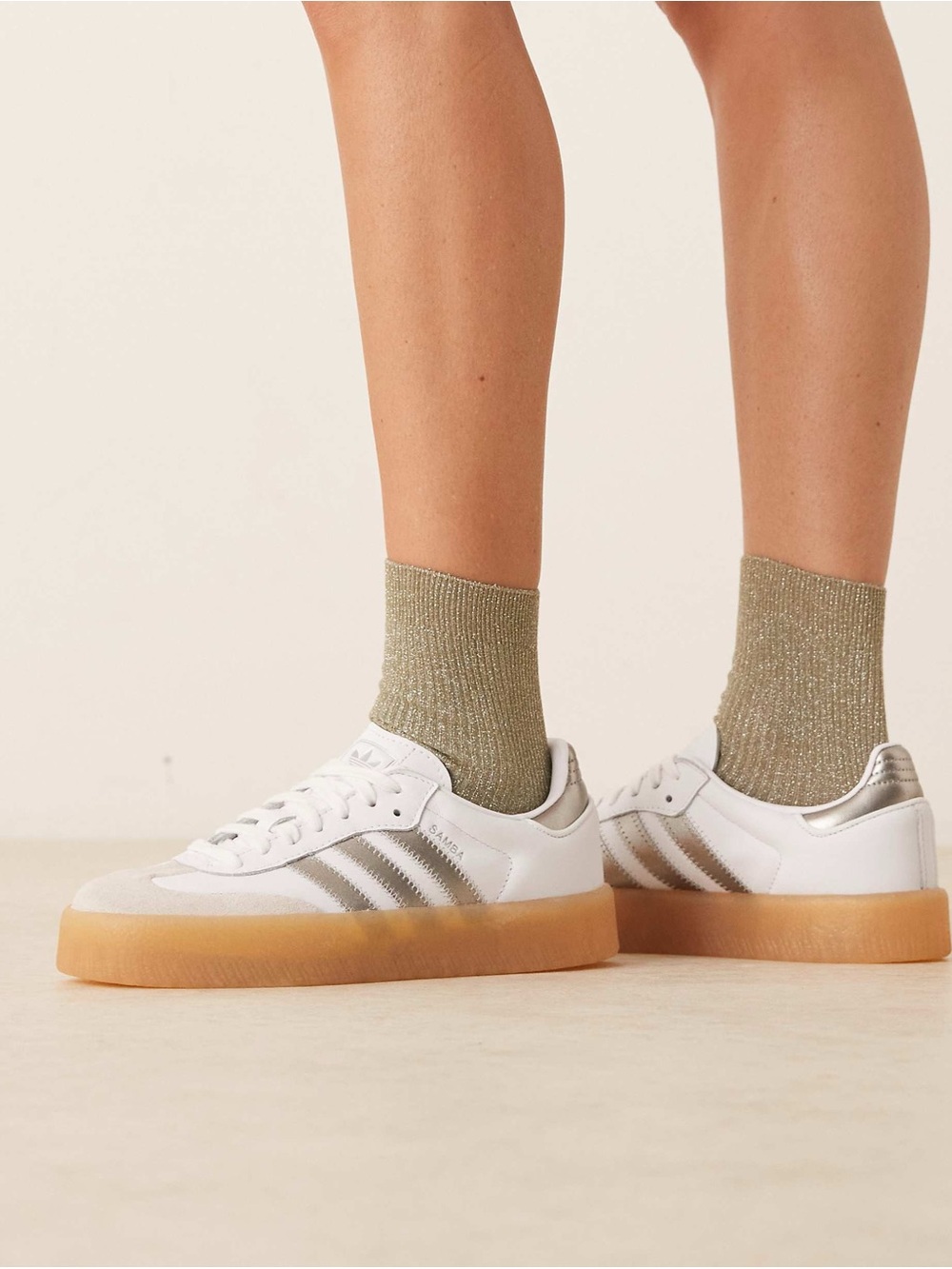 Adidas Samba Sneakers - White & Silver Women’s size 10.  NWT